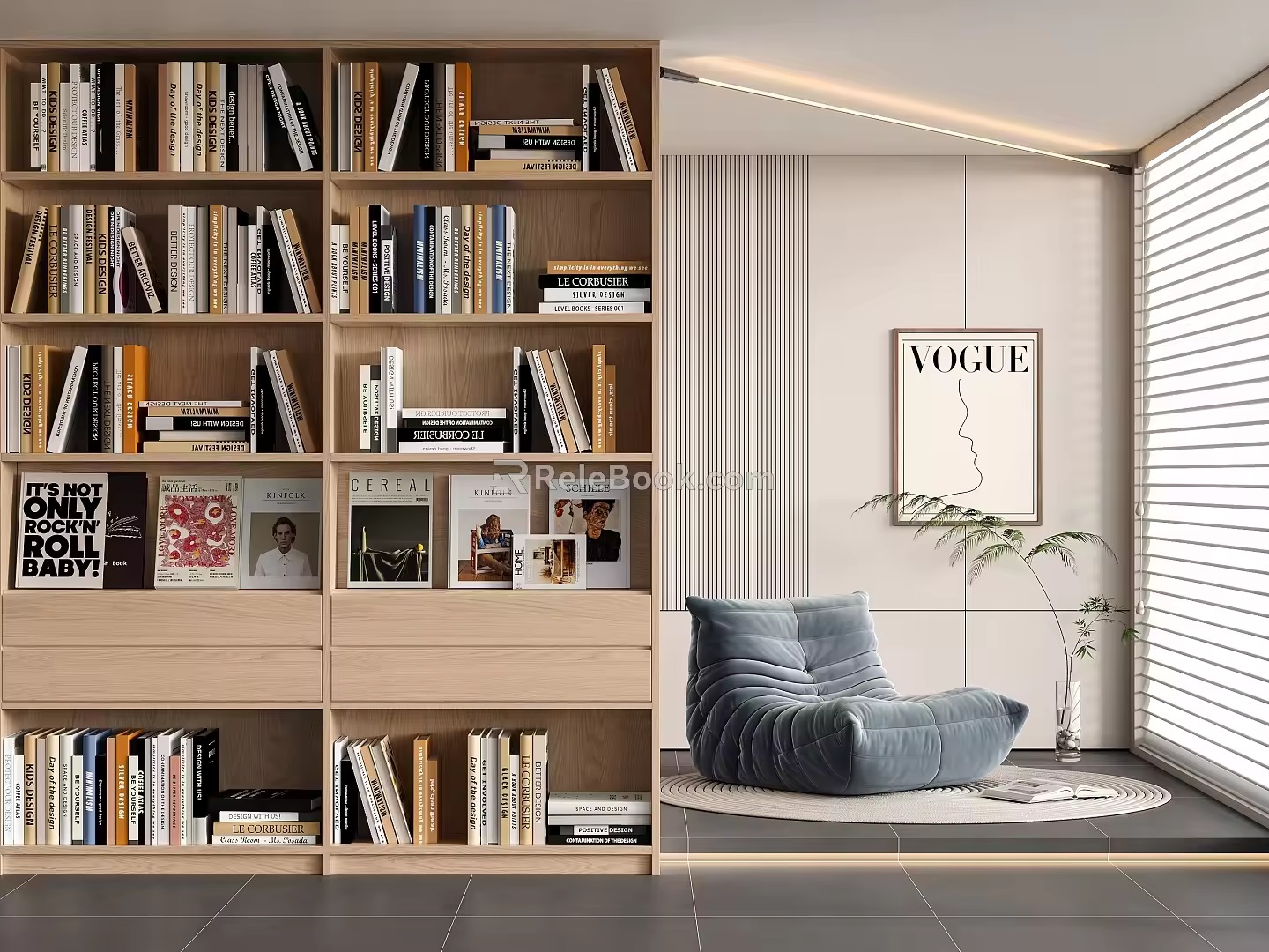 Reading Room Lazy Sofa Bookcase 3d model