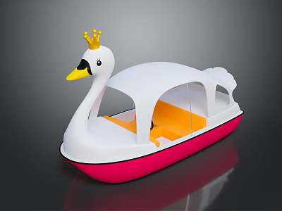 Swan Shaped Pedal Boat With Crown White Canopy Yellow Seats And Pink Bottom 3d model