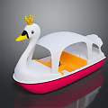 Swan Shaped Pedal Boat With Crown White Canopy Yellow Seats And Pink Bottom