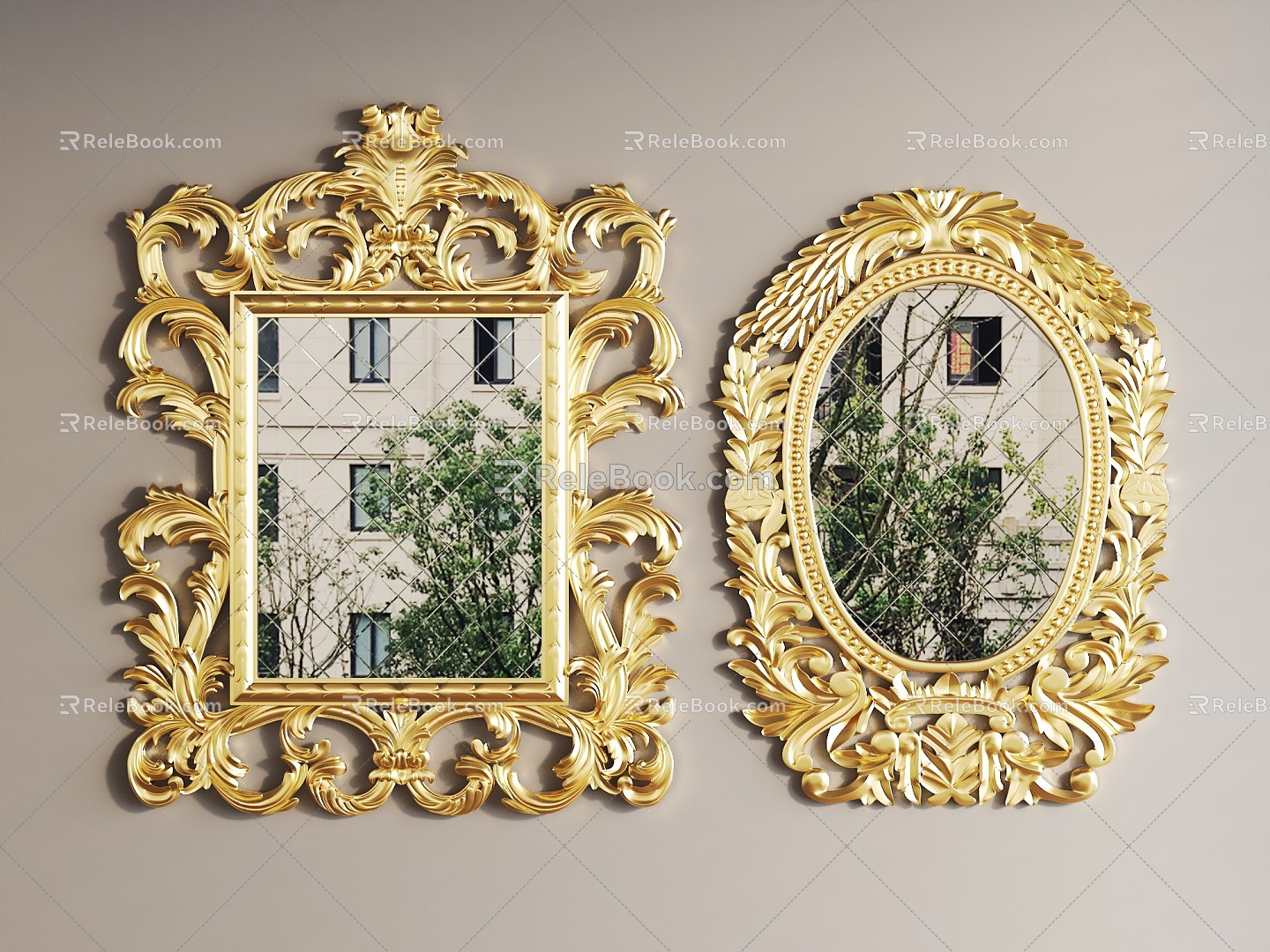 European-style metal mirror frame 3d model