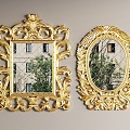 European-style metal mirror frame 3d model