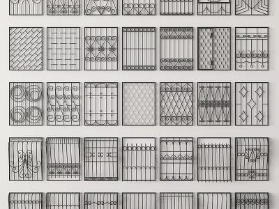 Various Decorative Metal Railing Designs With Intricate Patterns And Styles 3d model