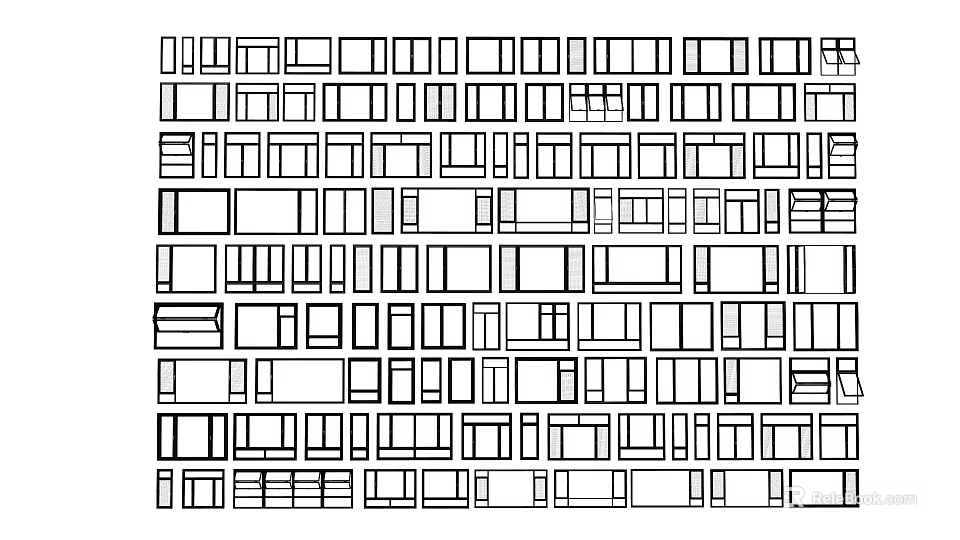 Various Casement Window Types Featuring Diverse Design Patterns And Frame Styles 3d model