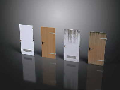 Different Style Interior Doors With White Brown And Stained Wooden Panels 3d model