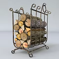 Burning Fireplace With Roaring Flames And Stacked Wood Logs On Metal Rack