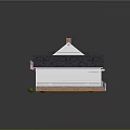 Classic Single Family House Exterior With Gray Roof White Walls Chimneys And Garage