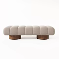 Modern Ottoman with Dark and Light Gray Upholstery Round Cushions and Wooden Cylindrical Legs