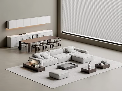 Modern sofa coffee table combination 3d model