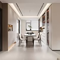 Modern Living Dining Room Interior With Sofa Red Armchair Coffee Table And TV Cabinet