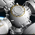 Futuristic Space Station With Solar Panels Orbiting Earth In Sci Fi Scene 3d model