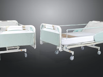 Adjustable Mobile Medical Hospital Beds with Side Rails Wheels for Hospital Use 3d model