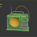Vintage Green Electronic Radio With Yellow Speaker Antenna And Handle Design