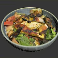 Healthy Fresh Grilled Chicken Salad Bowl With Lettuce Tomato And Vegetables In Blue Bowl