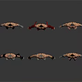 Shirtless Men In Various Poses With Different Pants And Arm Guards 3D Character Models