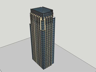 Tall Modern Office Building With Glass Curtain Walls And Decorative Exterior Design 3d model