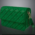 Daily Use Green Quilted Handbag With Golden Clasp And Shoulder Strap