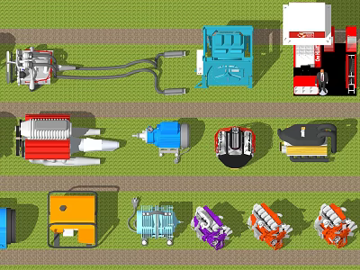 Diverse Engine Models and Components Featuring Different Colors and Designs 3d model