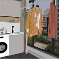 Hanging Clothes Hanger With Colorful Clothes Near Window And White Cabinets In Modern Interior