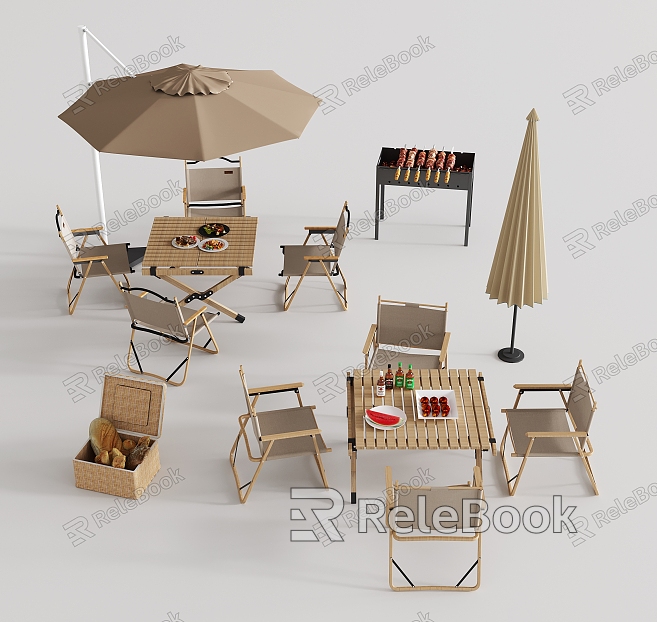 Outdoor Table and Chair Combination Parasol Barbecue Table Leisure Table and Chair model