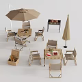 Outdoor Table With Chairs Umbrella Grill And Storage Basket For Patio Setting