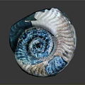 Unique Spiral Shaped Wood And Stone Decorative Art Piece With Blue White Beige Colors