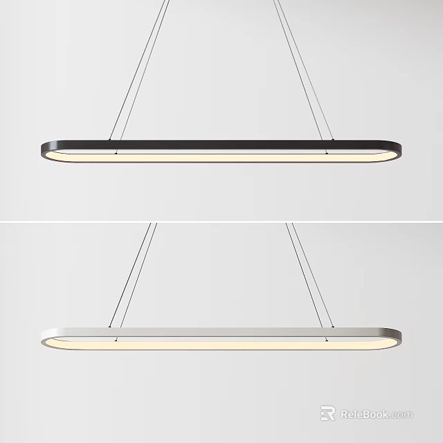 Modern Linear Pendant Light With Black And White Frame For Home Interior Lighting 3d model