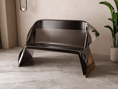 Sleek Modern Leisure Chair With Curved Design And Metal Frame For Minimalist Home Interior 3d model