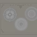 French plaster line carved lamp panel 3d model