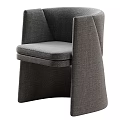 Modern Single Chair Upholstered in Gray Fabric with Unique Armrest and Comfortable Seat