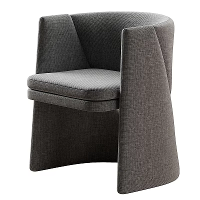 Modern Single Chair Upholstered in Gray Fabric with Unique Armrest and Comfortable Seat 3d model