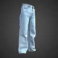 Light Blue Loose Fit Straight Leg Jeans For Casual Daily Outfit