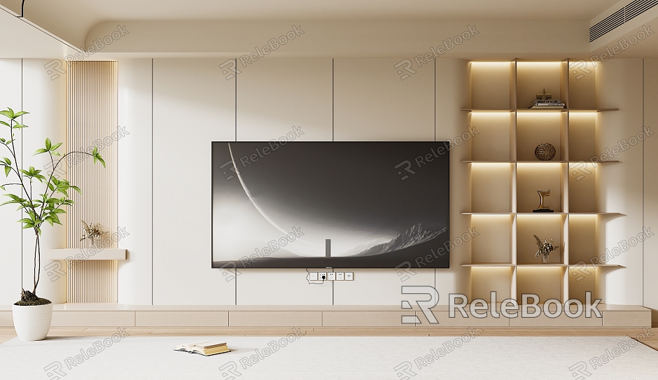 Modern TV Background Wall Cream Style TV Background Wall TV Cabinet TV model