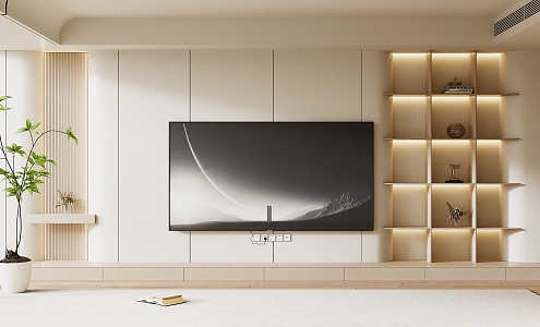 Modern TV Background Wall Cream Style TV Background Wall TV Cabinet TV 3d model