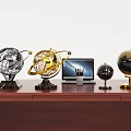 Modern Metallic Globe Ornament Set With Gold Silver Black Satellite Decor For Tabletop Decoration