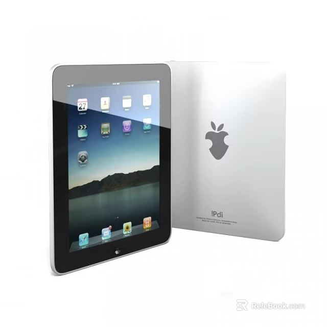 Apple iPad Tablet With Silver Back And App Icons Display On Screen 3d model