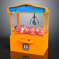 Orange Claw Machine Amusement Equipment with Blue Top Happy Catch Sign and Pink Bear Dolls
