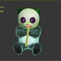 Cute Cartoon Black and White Panda Game Movie Character Sitting Holding Green Bamboo