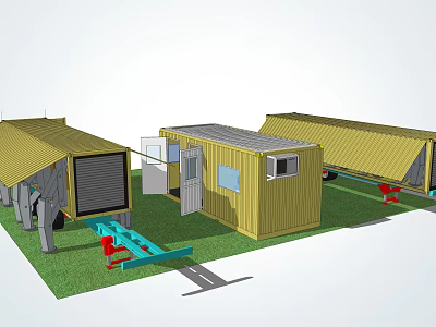 Industrial Equipment With Yellow Container Like Modules And Blue Mechanical Components 3d model