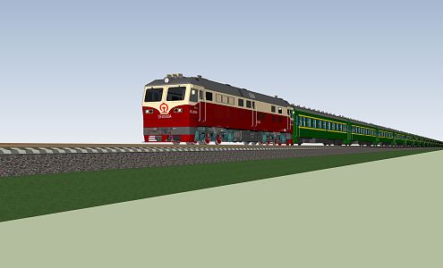 modern train railway passenger train 3d model