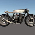 Honda Custom Motorcycle With Black Body Leather Seat And Retro Design Details