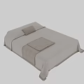 Double Bed With Cozy Light Colored Linen Sheets Pillows And Folded Blanket