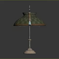Chandeliers With Different Designs Green Light Green Plaid Pattern Shades Metal Bases Dark Background Reflections