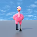 Pink Flamingo Stuffed Doll With Yellow Beak And Black Legs