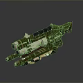 Sci Fi Green Weapon With Metallic Multi Barrel And Detailed Design Elements 3d model