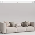 Stylish Modern Beige Upholstered Sectional Sofa With Multiple Decorative Pillows 3d model