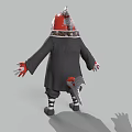 Cartoon Character With Red White Hat Black Robe Decorative Sash Striped Socks And Outstretched Hands