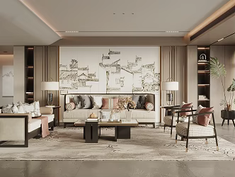 New Chinese Living Room 3d model