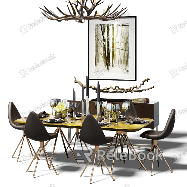 Post-modern dining table and chair combination table and chair combination model