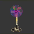 Modern Black And White Pedestal Fan With Three Blades Stable Base And Safety Grill