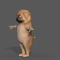 3D Cartoon Pug Character In Standing Pose With Outstretched Arms And Exaggerated Expression